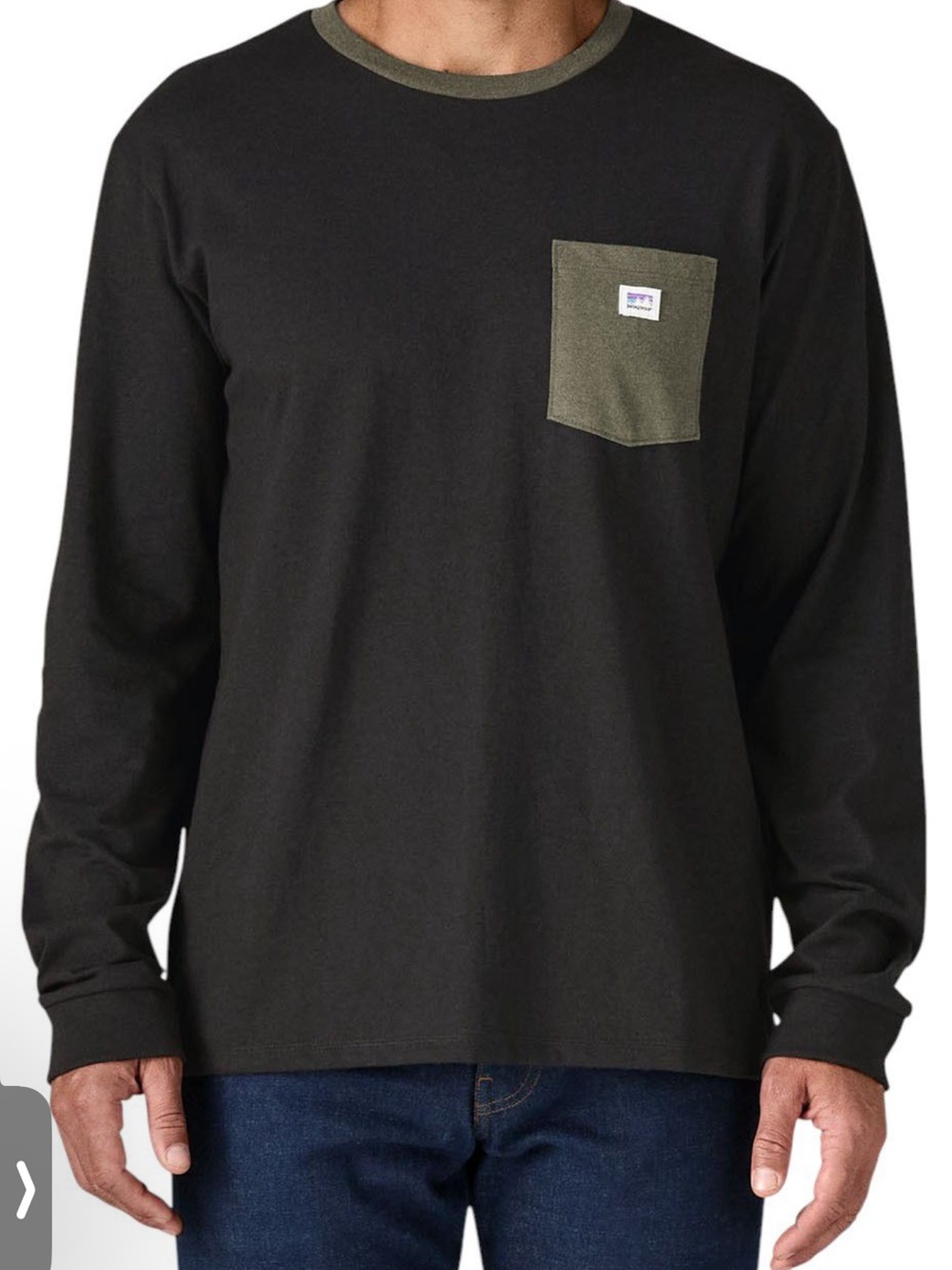NWT Patagonia Black shop Sticker Long-Sleeve Pocket T-Shirt Sz XXL $55